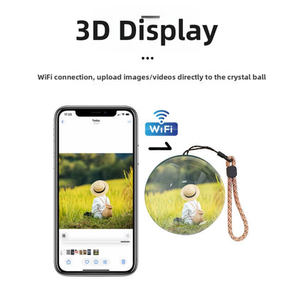 Video for Crystal Ball DIY Art Glass Ball Lamp Spherical Display 7CM Screen Videos Player WIFI Connection for Memorable Occasion